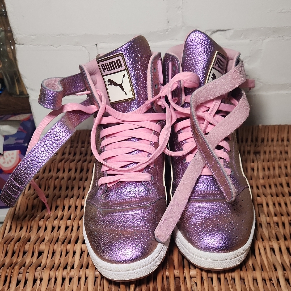 Puma Kids Shimmering Purple and Pink Sneakers